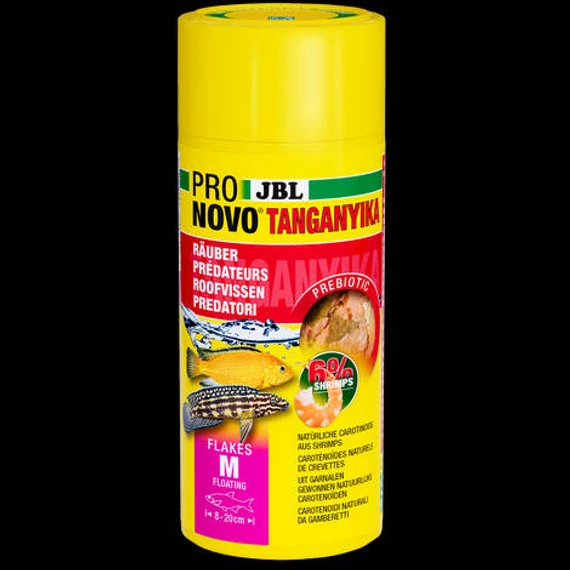 JBL ProNovo Tanganyika Flakes "M" - 8-20 cm-es akváriumi alaptáppehely ragadozó sügéreknek (250ml/45g)