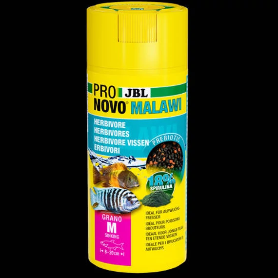 JBL Pronovo Malawi Grano "M" CLICK - Akváriumi alaptáp granulátum 8-20 cm-es sügérek számára (250ml/125g)