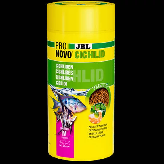 JBL Pronovo Cichlid Grano M - Alaptáp granulátum közepes méretű, 8-20 cm-es sügérek számára (1000ml/520g)