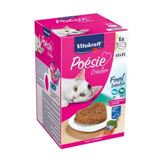Vitakraft Poésie Création Finest Selecttion Gelée - nedveseledel (lazac,vad) macskák részére (6x85g)