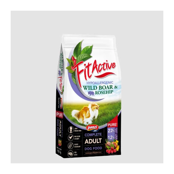 FitActive PURE Hypoallergenic Wild boar -Rosehip - száraztáp (vaddisznó,csipkebogyó) felnőtt kutyák részére (12kg)