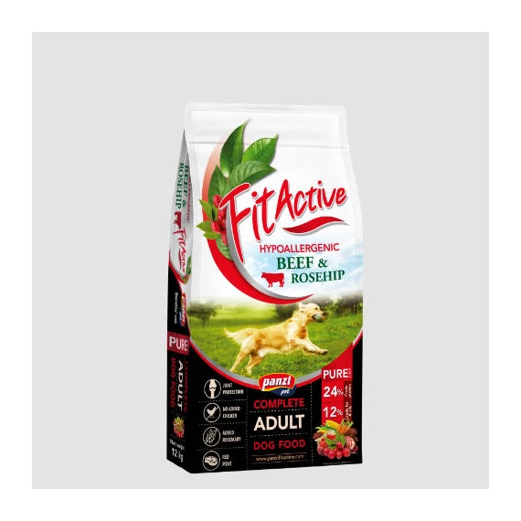 FitActive PURE Hypoallergenic Beef-Rosehip - száraztáp (marha,csipkebogyó) felnőtt kutyák részére (12kg)