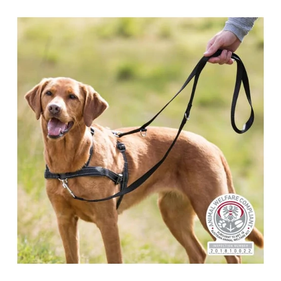 Trixie Harness Lead'n'Walk Soft - hám (húzás ellen,fekete) kutyák részére (S–M) 45–70 cm/25mm