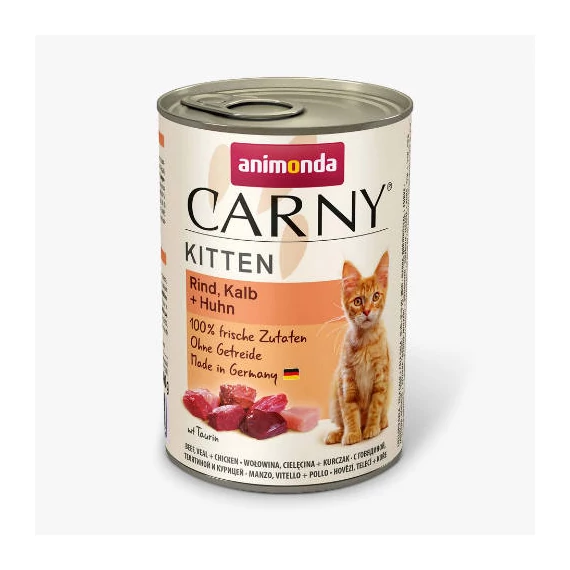 Animonda Carny Kitten Kalb,Huhn, Pute - konzerv (borjú,csirke,pulyka) kölyök macskák részére (400g)