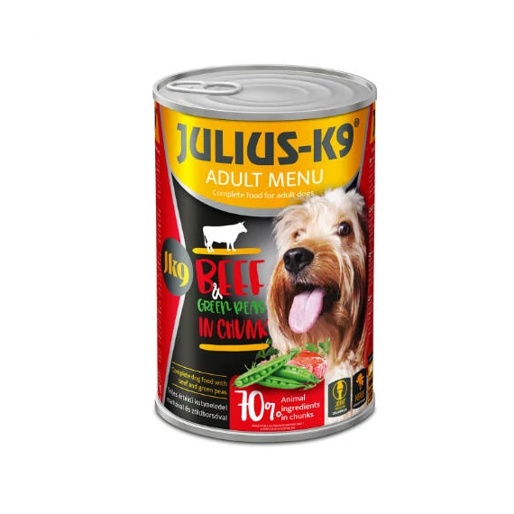 Julius-K9 konzerv Adult - nedveseledel (marha,borsó) felnőtt kutyák részére (1240g)