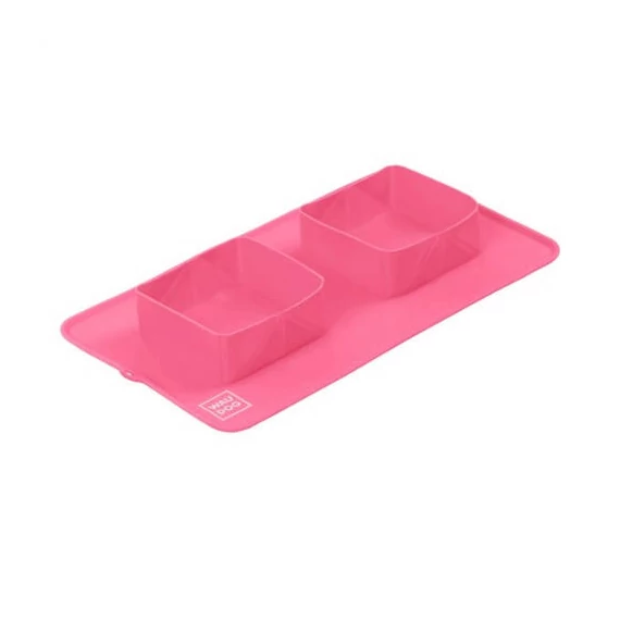 WAUDOG Silicone Bowl Set - dupla, összecsukható, szilikon tál (pink) utazáshoz, sétához kutyák részére (38,5x23x5cm)