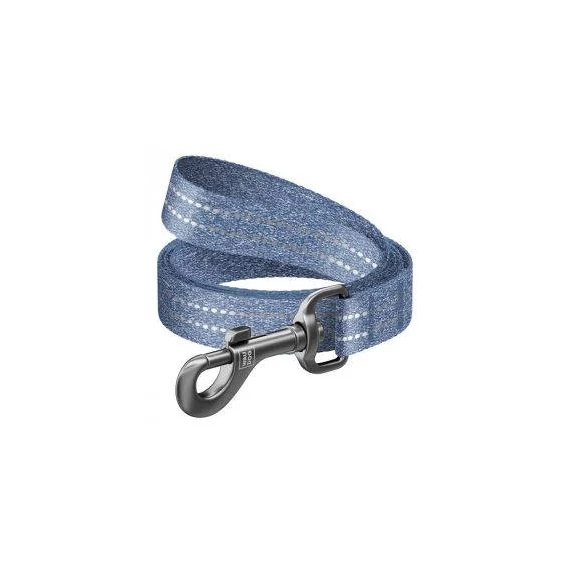 WAUDOG Re-cotton, Reflective Dog Leash (M) - póráz, újrahasznosított pamutból (kék, fényvisszaverő csíkkal) kutyák részére (20mm/150cm)