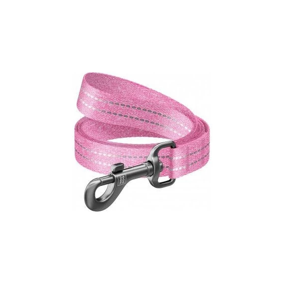 WAUDOG Re-cotton, Reflective Dog Leash (L-XXL) - póráz, újrahasznosított pamutból (pink, fényvisszaverő csíkkal) kutyák részére (25mm/150cm)