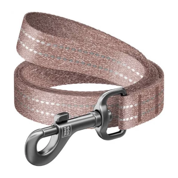 WAUDOG Re-cotton, Reflective Dog Leash (L-XXL) - póráz, újrahasznosított pamutból (barna, fényvisszaverő csíkkal) kutyák részére (25mm/150cm)