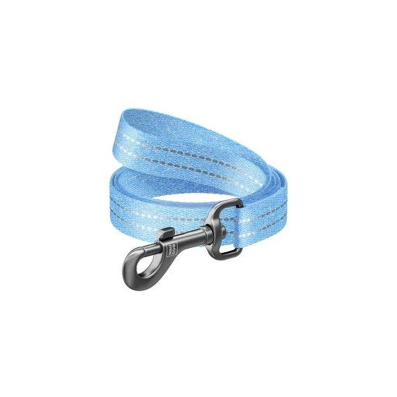 WAUDOG Re-cotton, Reflective Dog Leash (L-XXL) - póráz, újrahasznosított pamutból (világoskék, fényvisszaverő csíkkal) kutyák részére (25mm/150cm)