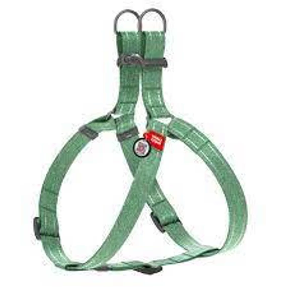 WAUDOG Re-Cotton Harness (M) - hám újrahasznosított pamutból (QR kódos, fényvisszaverő csíkkal,zöld ) kutyák részére (50-80cm/20mm)