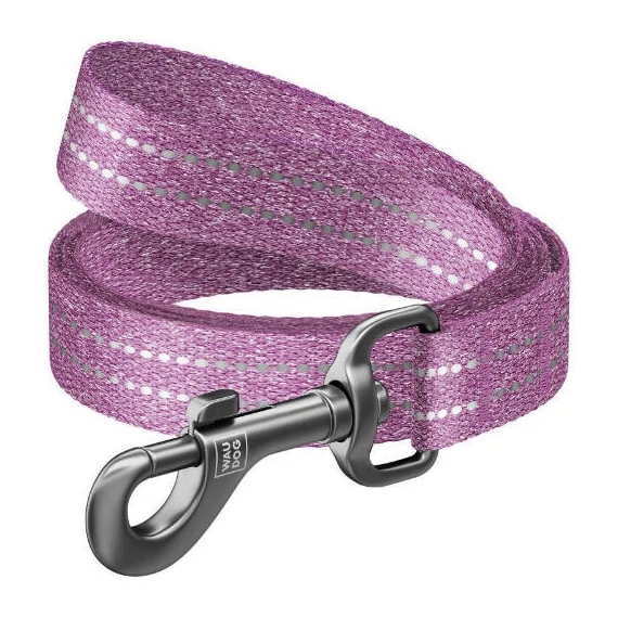 WAUDOG Re-cotton, Reflective Dog Leash (L-XXL) - póráz, újrahasznosított pamutból (lila, fényvisszaverő csíkkal) kutyák részére (25mm/150cm)