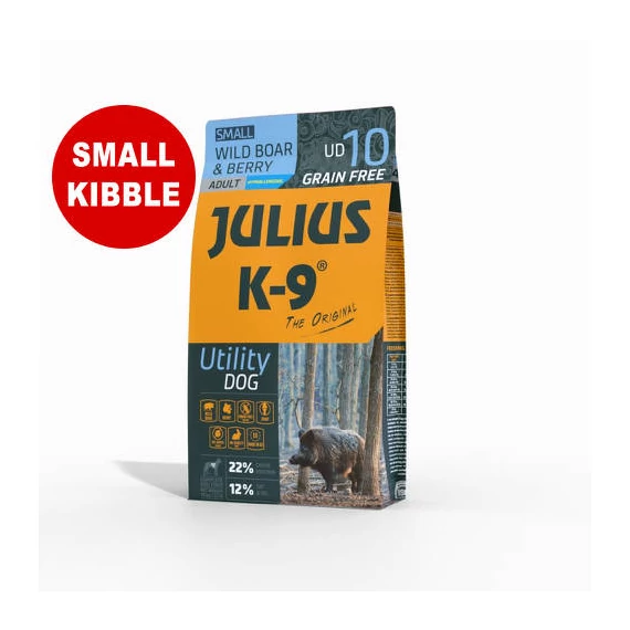 JULIUS K-9 UD10S Adult Utility Dog Hypoallergenic Wild boar&Berry (vaddisznó&bogyós gyümölcsök) 10kg - Gabonamentes száraztáp, felnőtt kutyák részére (SMALL)