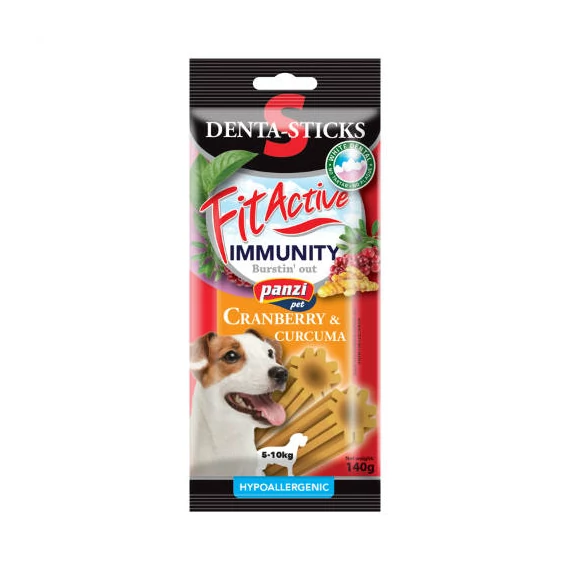 FitActive SNACK Denta-Sticks Hypoallergenic IMMUNITY "S" - jutalomfalat (vörösáfonya, kurkuma) kutyák részére (140g)