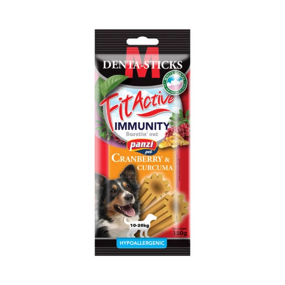 FitActive SNACK Denta-Sticks Hypoallergenic Immunity "M" - jutalomfalat (vörösáfonya, kurkuma) kutyák részére (150g)