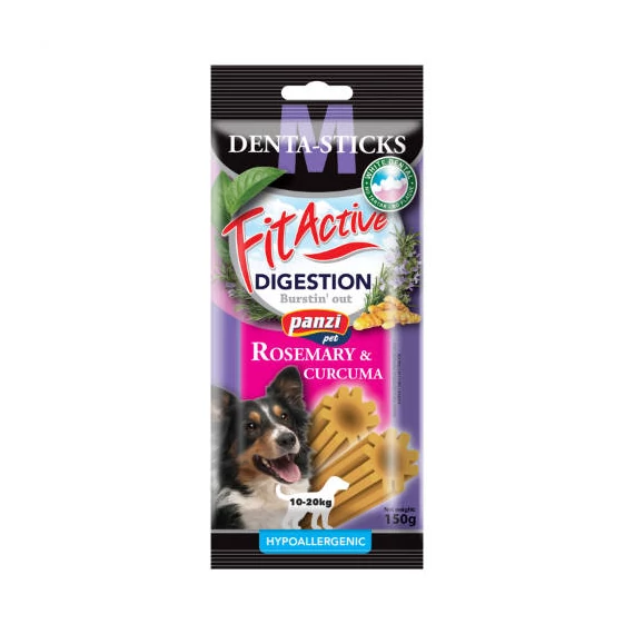 FitActive SNACK Denta-Sticks Hypoallergenic Digestion "M" - jutalomfalat (rozmaring, kurkuma) kutyák részére (150g)