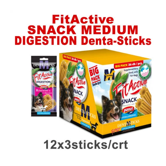 FitActive SNACK Denta-Sticks Hypoallergenic Digestion "M" - jutalomfalat (rozmaring, kurkuma) kutyák részére (12dbx150g/#) - csak kartonra