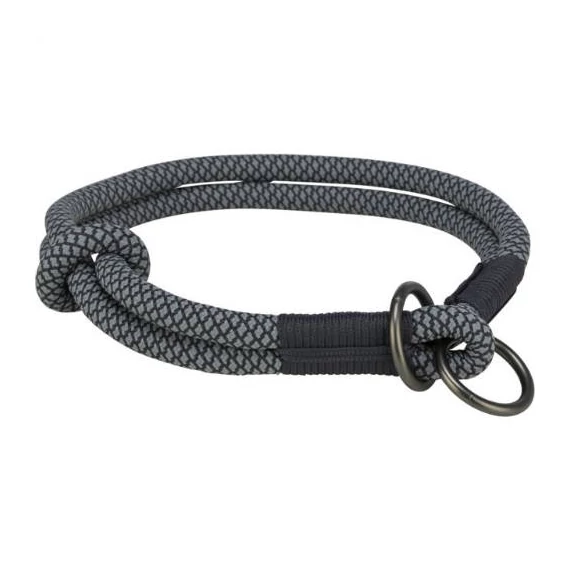 Trixie soft rope semi-choke, puha félfojtó kötélnyakörv, L:50cm/13mm, fekete/szürke