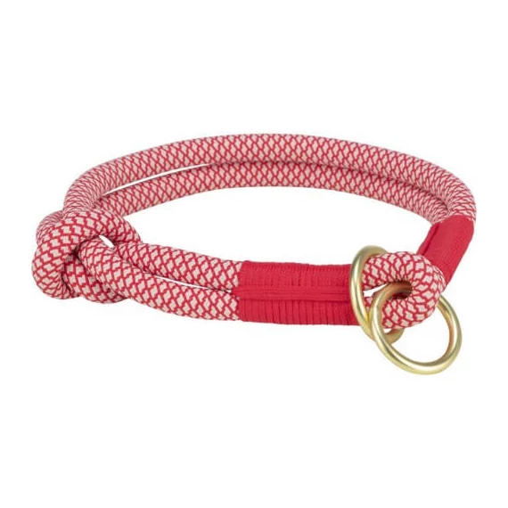 Trixie soft rope semi-choke - félfojtó nyakörv (piros/krém) kutyák részére (L-LX:55cm/Ø13mm)