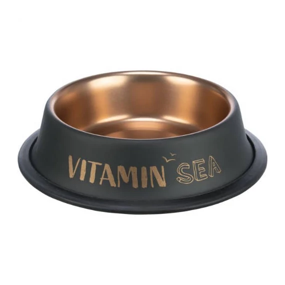 Trixie BE NORDIC Ceramic Bowl - gumi/acél tál (fekete/bronz) kutyák részére (0,9l /Ø23cm)