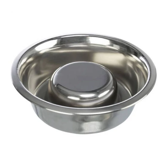 Trixie Slow Feeding Stainless Steel Bowl - evéslassító tál (fém, szilikon bevonattal) kutyák részére (Ø17cm/0,6l)