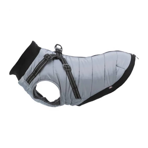 KT25.Trixie Coat Pontis with Harness - kabát hámmal (szürke, vízlepergető) kutyák részére (XXS) 24cm