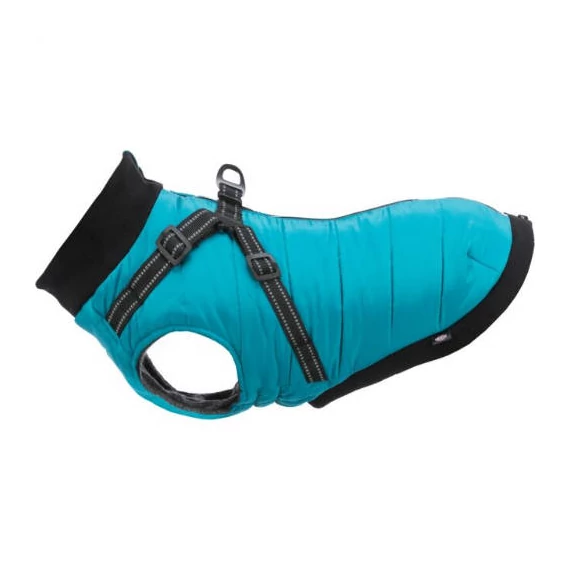 KT25.Trixie Coat Pontis with Harness - kabát hámmal (aquakék, vízlepergető) kutyák részére (XXS) 24cm