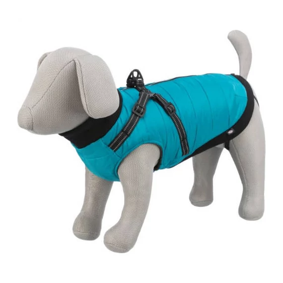 KT25.Trixie Coat Pontis with Harness - kabát hámmal (aquakék, vízlepergető) kutyák részére (XS) 27cm