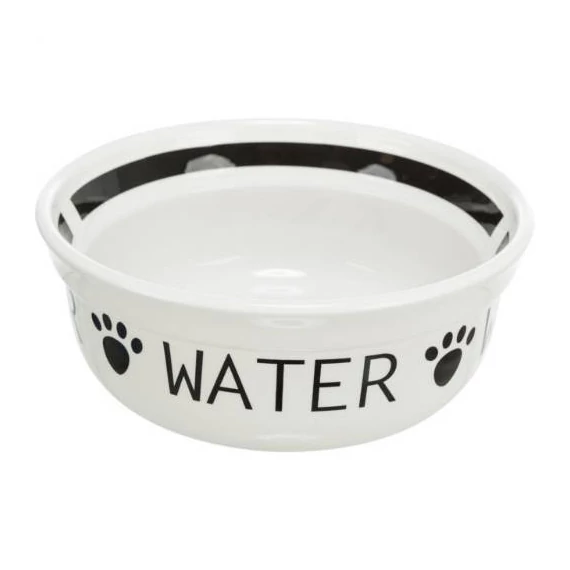 Trixie Replacement ceramic bowl "Water" - csere kerámia tál (fehér,fekete, WATER felirattal) 24641-es szetthez ( Ø15cm)