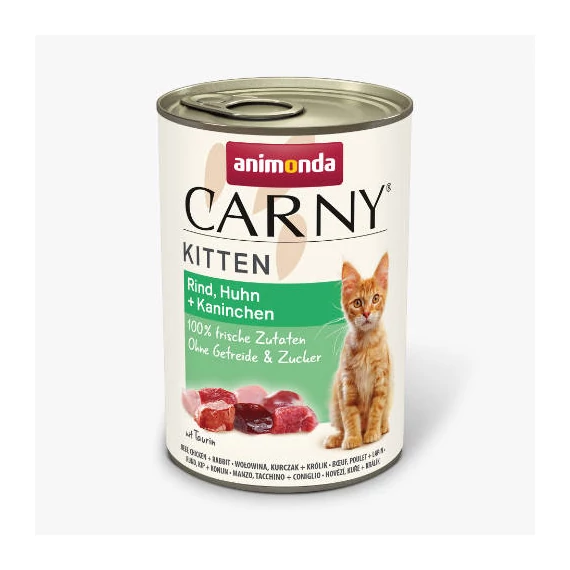 Animonda Carny Kitten beef,chicken, Rabbit - konzerv (marha,csirke,nyúl) kölyök macskák részére (400g)
