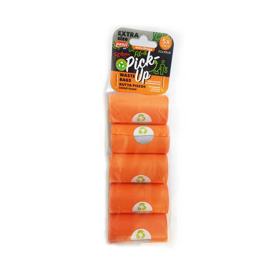 FitActive Fit-a-Pick-Up Extra Size - kutyapiszok zacskó (narancssárga) 22*30cm/5x15db