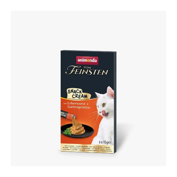 Animonda Feinsten with Liver paté + Garden vegetables Snack-Cream - kiegészítő eleség (májpástétom,kerti zöldség) - Felnőtt macskák részére (6x15g)