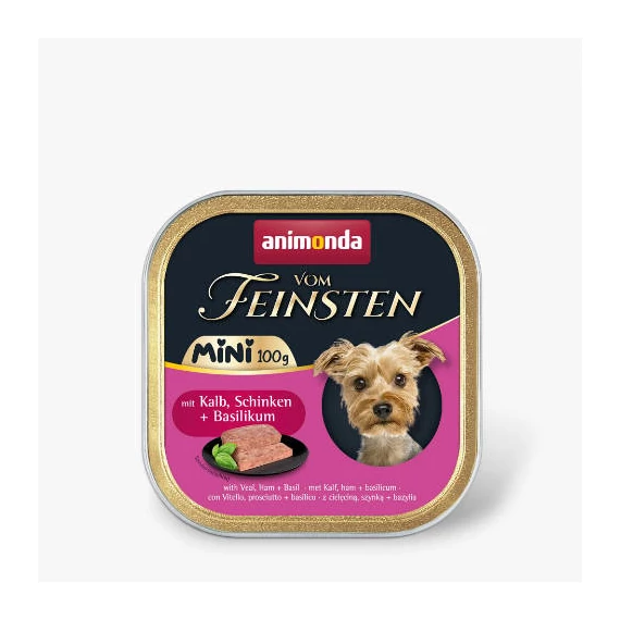 Animonda Vom Feinsten Adult Mini mit  Kalb, Schinken + Basilikum (borjú,sonka,bazsalikom) alutálkás - felnőtt kutyák részére (100g)