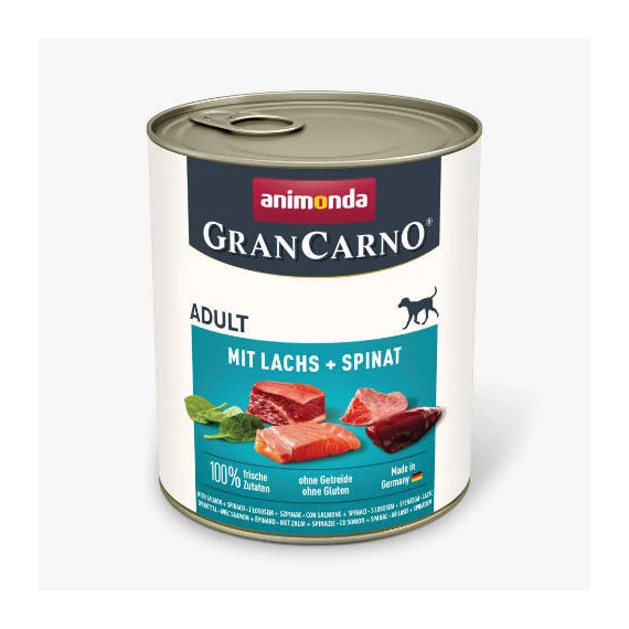 Animonda GranCarno salmon + spinach Adult (lazac, spenót) konzerv - Felnőtt kutyák részére (800g)