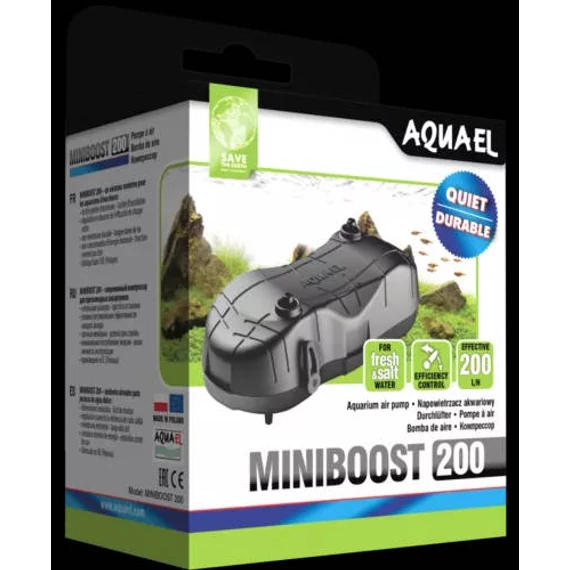 AquaEl Miniboost 200 - Akváriumi-levegőztető készülék 150-200l akváriumokhoz (12,6x5,9x4,8cm) 2,4W