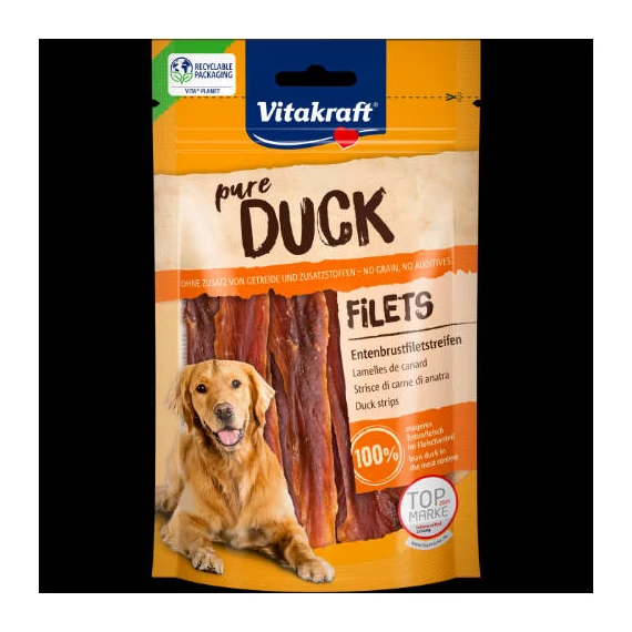 Vitakraft pure DUCK - jutalomfalat (kacsahús szeletek) kutyák részére (80g)