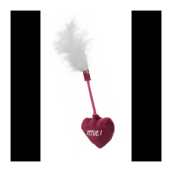 Trixie Valentine's heart with feather - játék (plüss szív)  macskák részére (7cm/25cm)