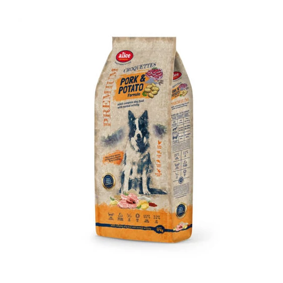 alicePROFESSIONAL 17kg Adult CROQUETTES Pork&Potato száraztáp - Felnőtt kutyák részére
