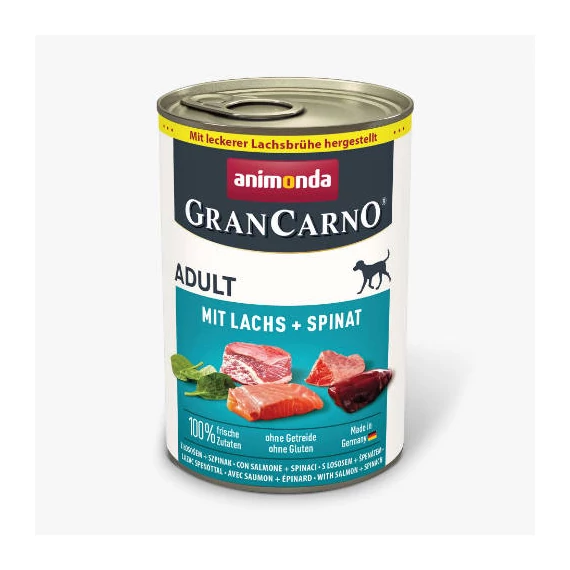 Animonda GranCarno salmon+spinach Adult (lazac+spenót) eledel - Felnőtt kutyák részére (400g)