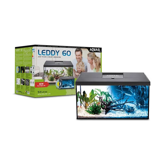 AquaEl Leddy Plus 60 Day&Night black - akvárium szett (fekete) 54liter (60x30x30cm)