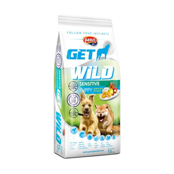 Panzi GetWild 15kg Puppy Sensitive Lamb (chicken&wheat free) - Bárány (csirke- és búzamentes) kölyökkutyák részére (15kg)