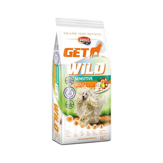 Panzi GetWild 15kg Adult Sensitive Turkey (chicken&wheat free) - Pulyka (csirke és búzamentes)