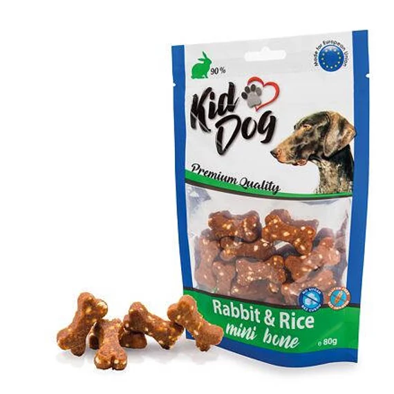 KidDog Rabbit & Rice mini bone - jutalomfalat (nyúl,rizs) kutyák részére (80g)