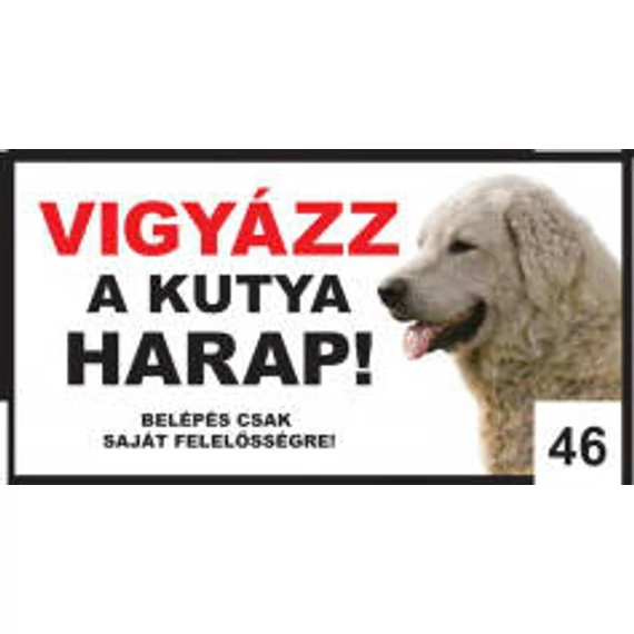 Kutyatábla - fém (kuvasz) 20x40cm