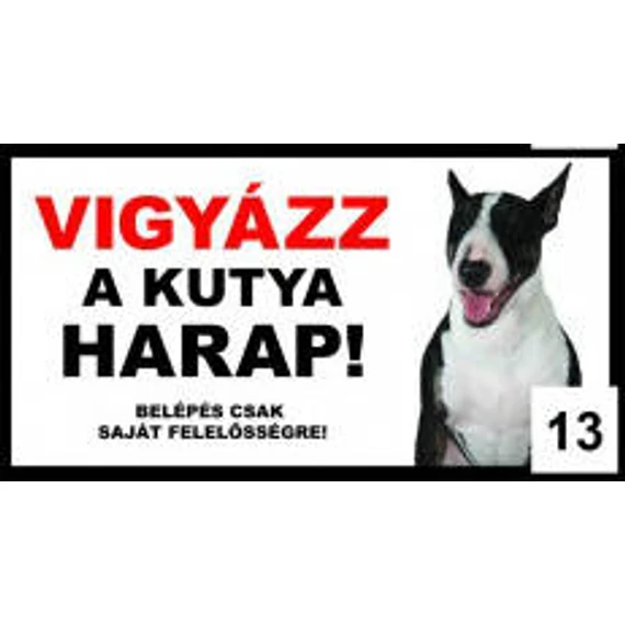 Kutyatábla - fém (bullterrier) 20x40cm