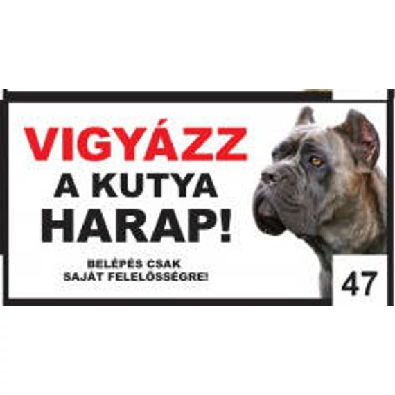 Kutyatábla - fém (cane corso fej) 20x40cm