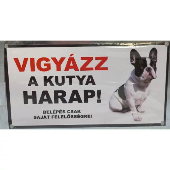 Kutyatábla - fém (francia bulldog ülő) 9x13 cm