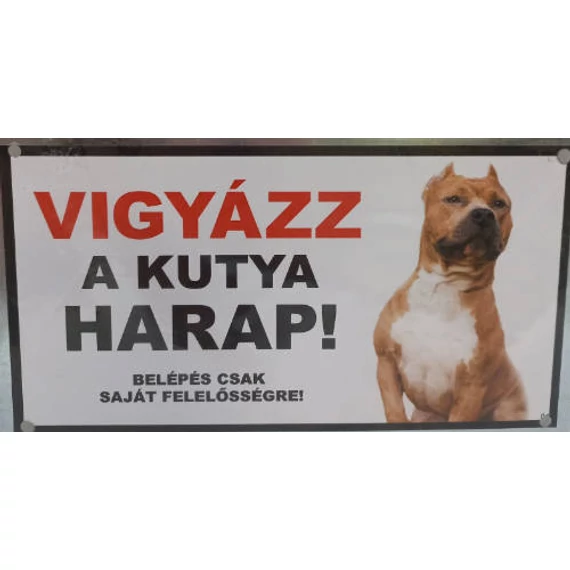 Kutyatábla - fém (amstaff vágott füllel) 9x13cm