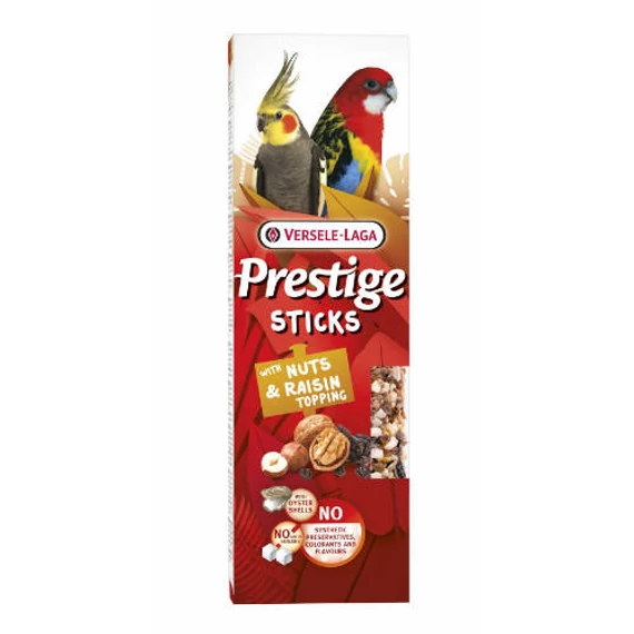 Versele Laga Prestige Sticks Dupla Rúd (mogyoró, dió, mazsola) - kiegészítő eleség nagypapagájok részére (2db/140g)