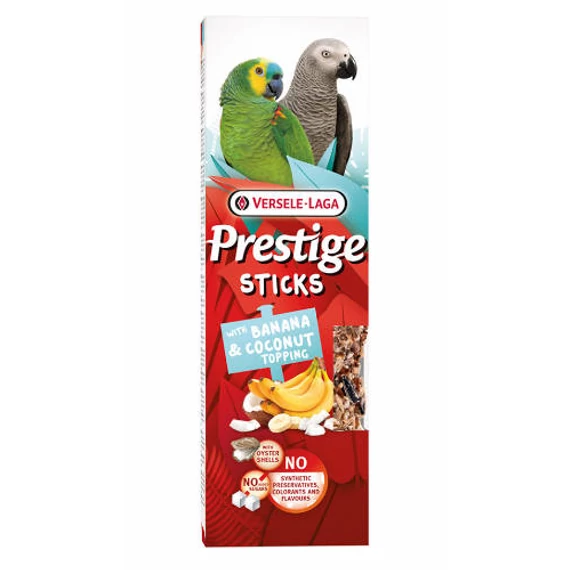 Versele Laga Prestige Sticks Dupla Rúd (banán, kókuszreszelék) - kiegészítő eleség nagypapagájok részére (2db/140g)
